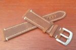 brown suede leather watch strap white stitching