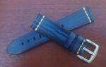 blue leather wrapped Italian calf watch strap