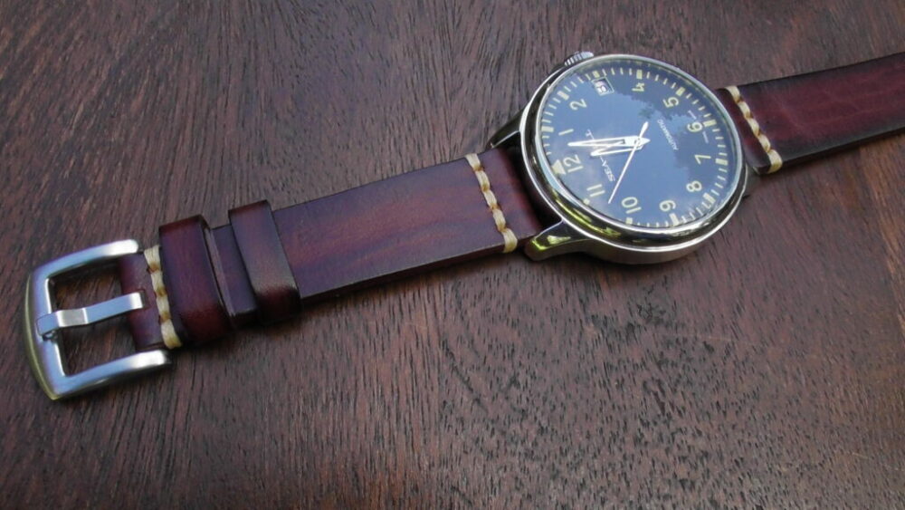 flaxton leather watch strap on seagull big pilot-44mm