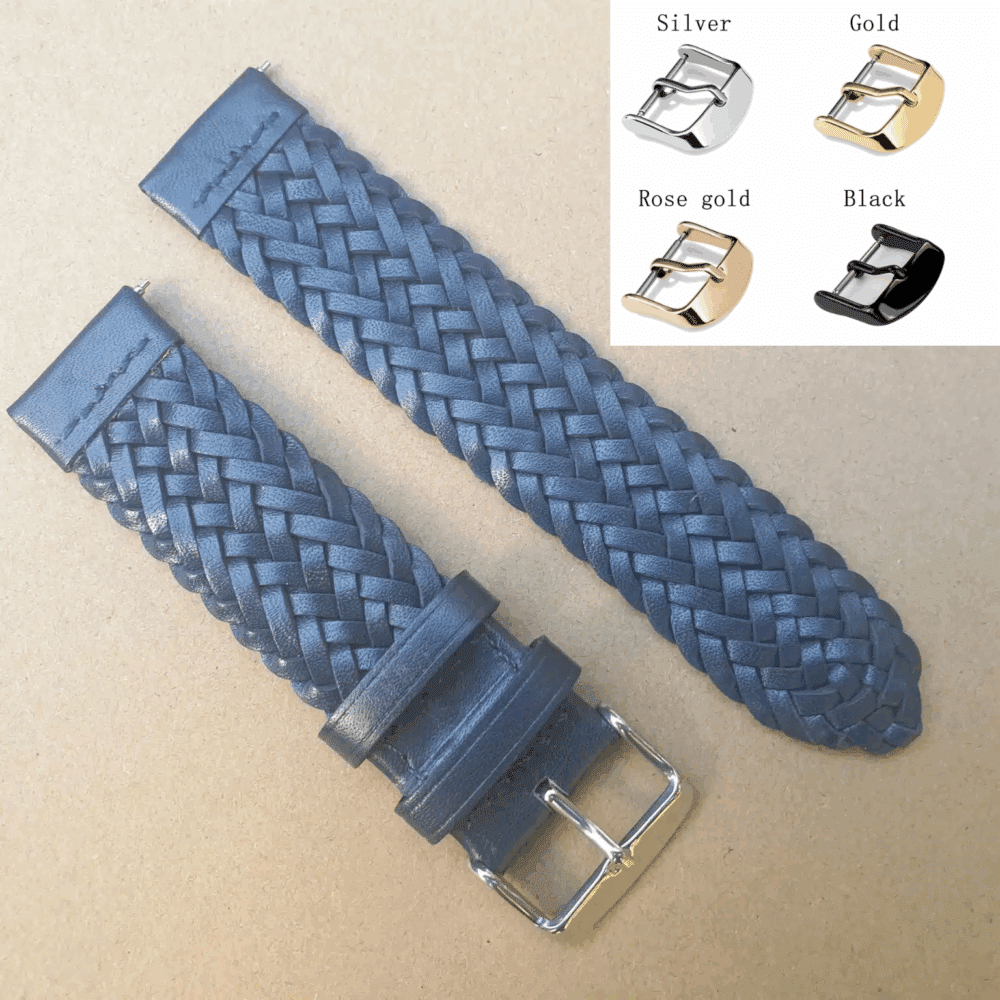 braided leather watch strap with choice of silver gold black rose gold buckle