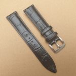 alligator patter black leather watch band
