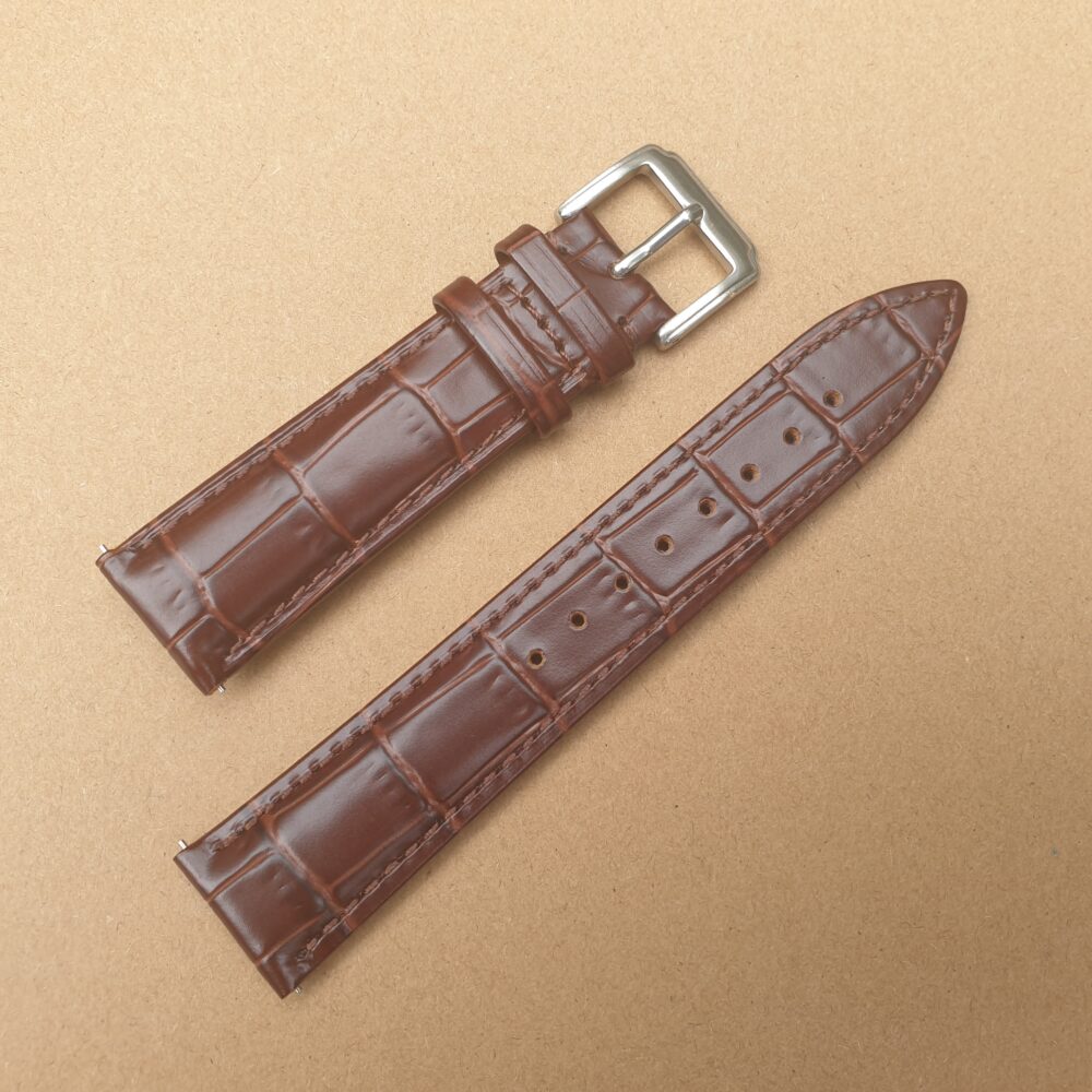 brown alligator pattern leather watch strap