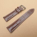 Coolum Brown Alligator pattern White Stitching watch strap