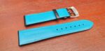 rear of blue leather rally watch strap