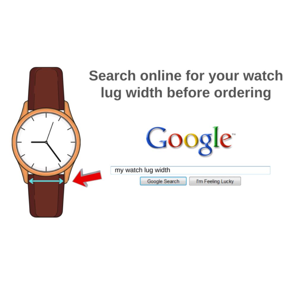 measure or search Google online for watch strap lug width
