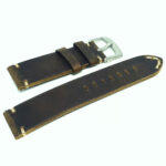 Horizontal view of raw edge leather watch band