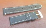 Cambroon Black Leather watch strap Rear Showing Handmade Stamp