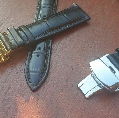 Maleny Black Alligator Pattern Leather Watch Strap / Clasp