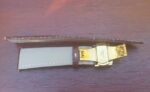 Brown leather watch strap with gold deployant clasp