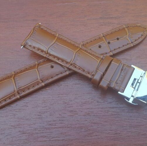 Maleny Classic Alligator Pattern Leather Watch Strap Brown / Clasp