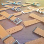 rear of epsom leather watch strap showing quick release spring bars