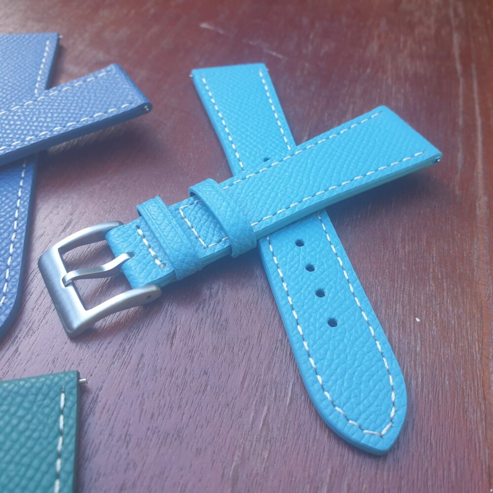 epsom patterned leather watch strap tiffany blue