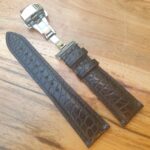 genuine alligator skin leather watch strap with deployant clasp