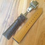 Alligator Black Watch Strap Silver Deployant Clasp