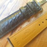 Genuine Alligator Skin Leather Black Watch Strap Silver Deployant Clasp