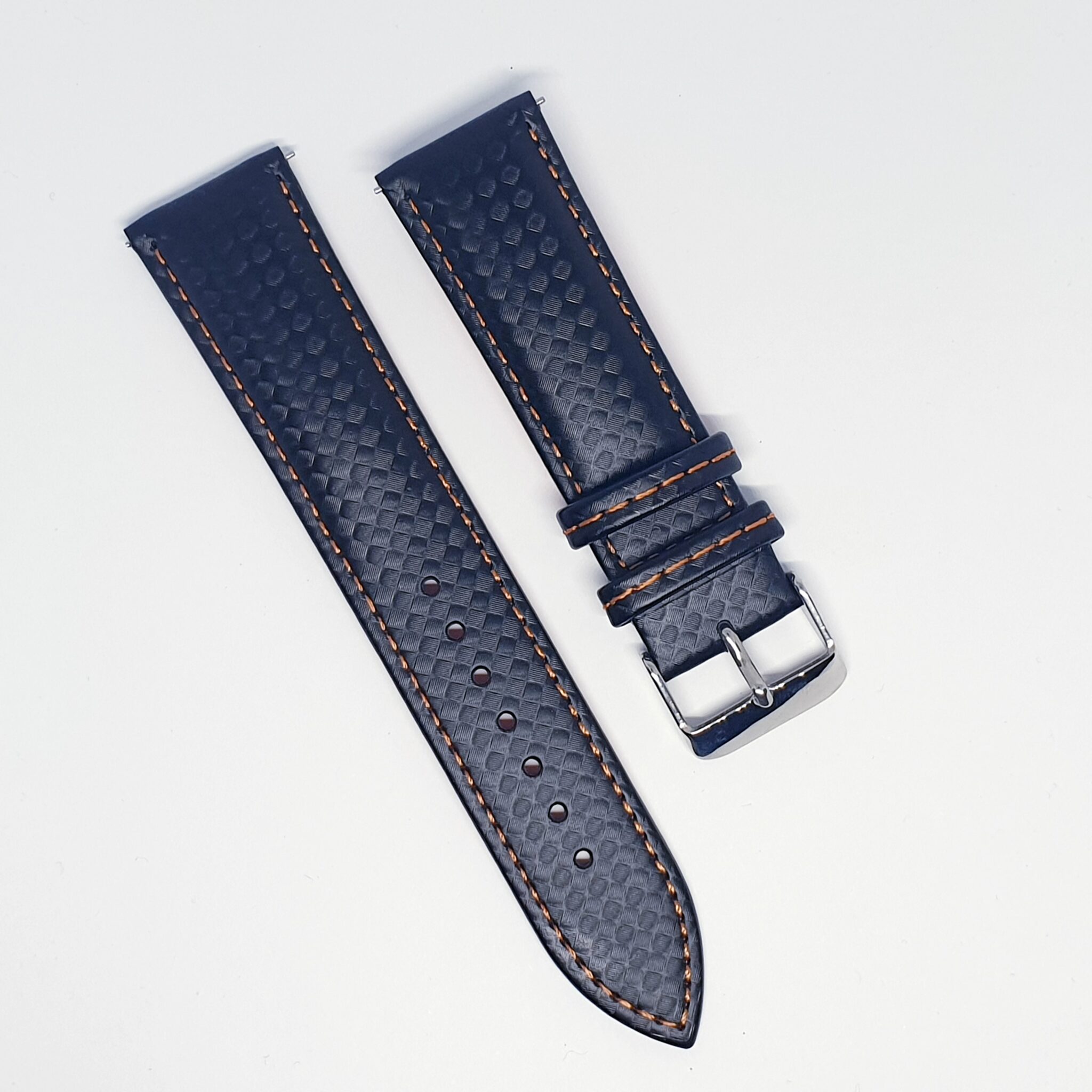 Black Carbon Fibre Patterned Leather 18mm 20mm 22mm LeatherStraps