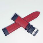 Carbon Fiber red stitching watch strap rear made from leather