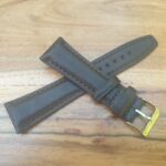Goat skin leather watch strap dark brown