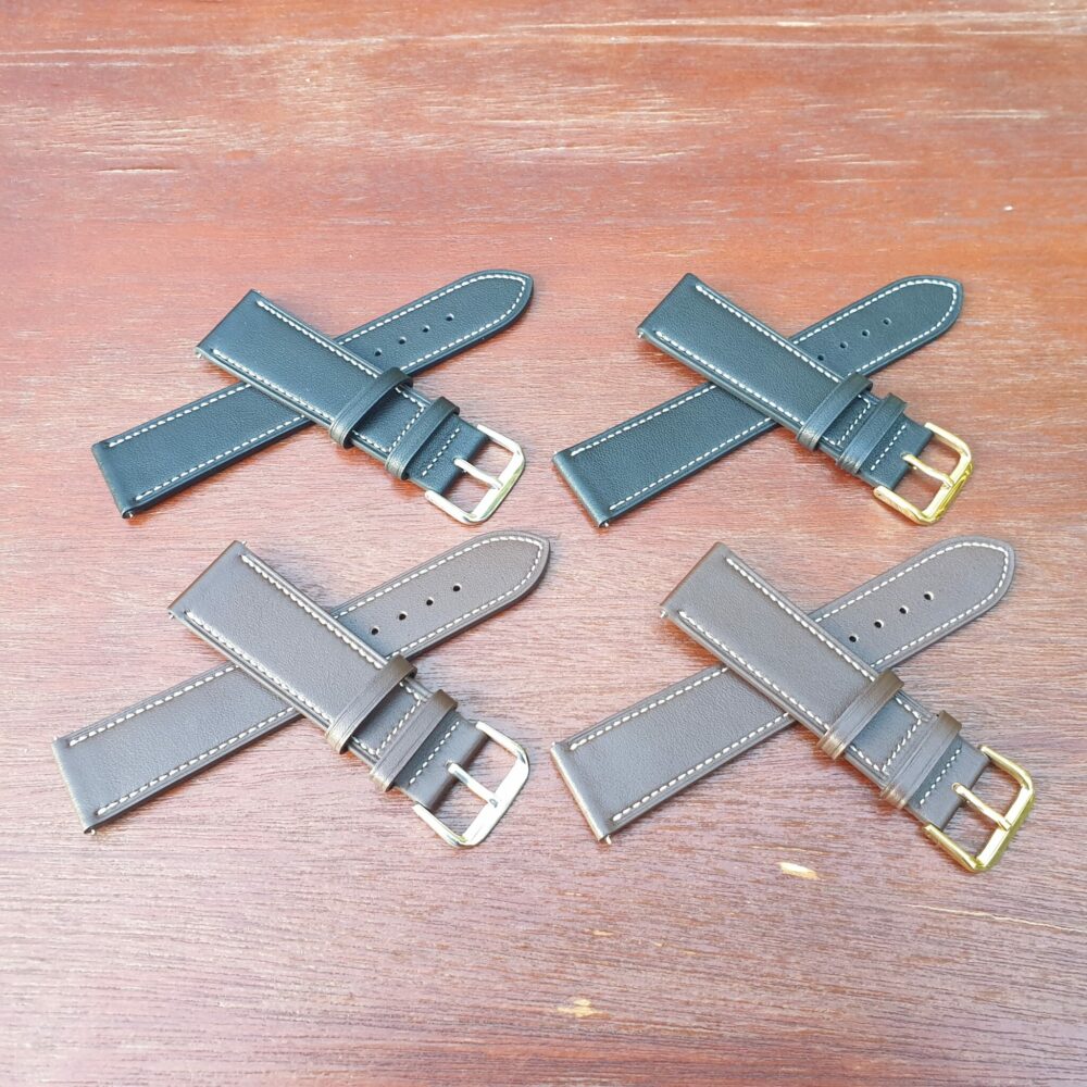 soft calf leather watch strap silver or gold buckle