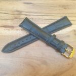 Extra Long Black Leather Alligator Pattern Gold Buckle Watch Strap