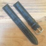 extra long leather watch strap black with silver buckle
