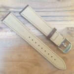 Extra Long Brown Leather Alligator Pattern Silver Buckle Watch Strap Underside