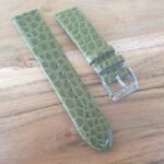 Alligator Leather Watch Band Thin Green