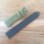 Alligator Leather Watch Strap Thin Green Underside