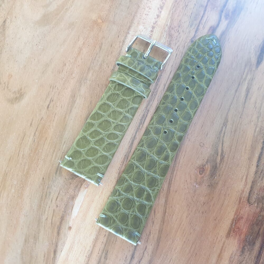 Alligator Leather Watch Strap Thin Green