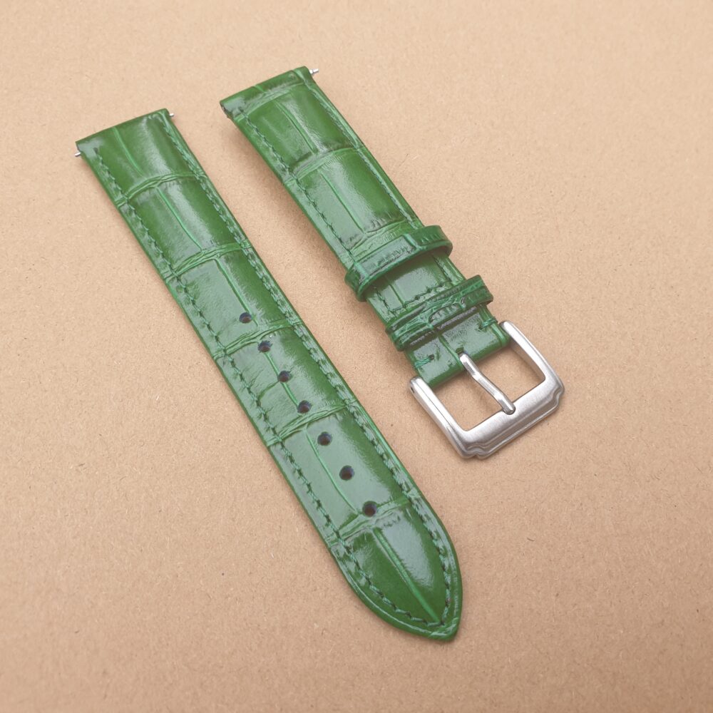 green alligator pattern leather watch strap
