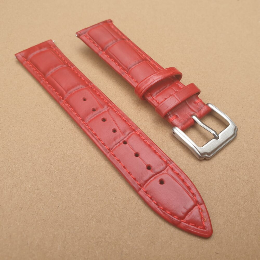 red alligator pattern leather watch strap