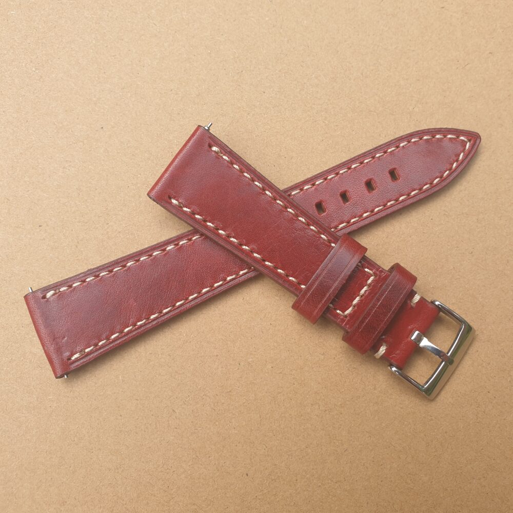 cooran vented leather watch strap handmade burgundy colour
