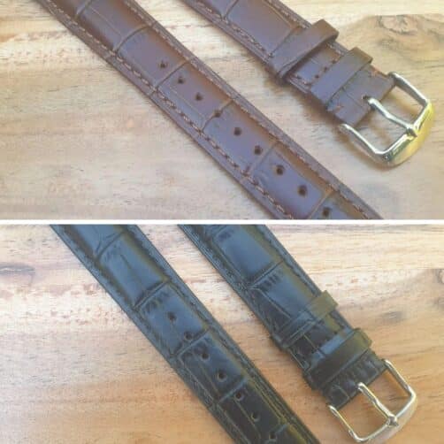 extra long leather watcy strap black leather and brown leather
