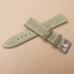 Cooran Vented Handmade Olive Green watch strap overlaying in a cross pattern
