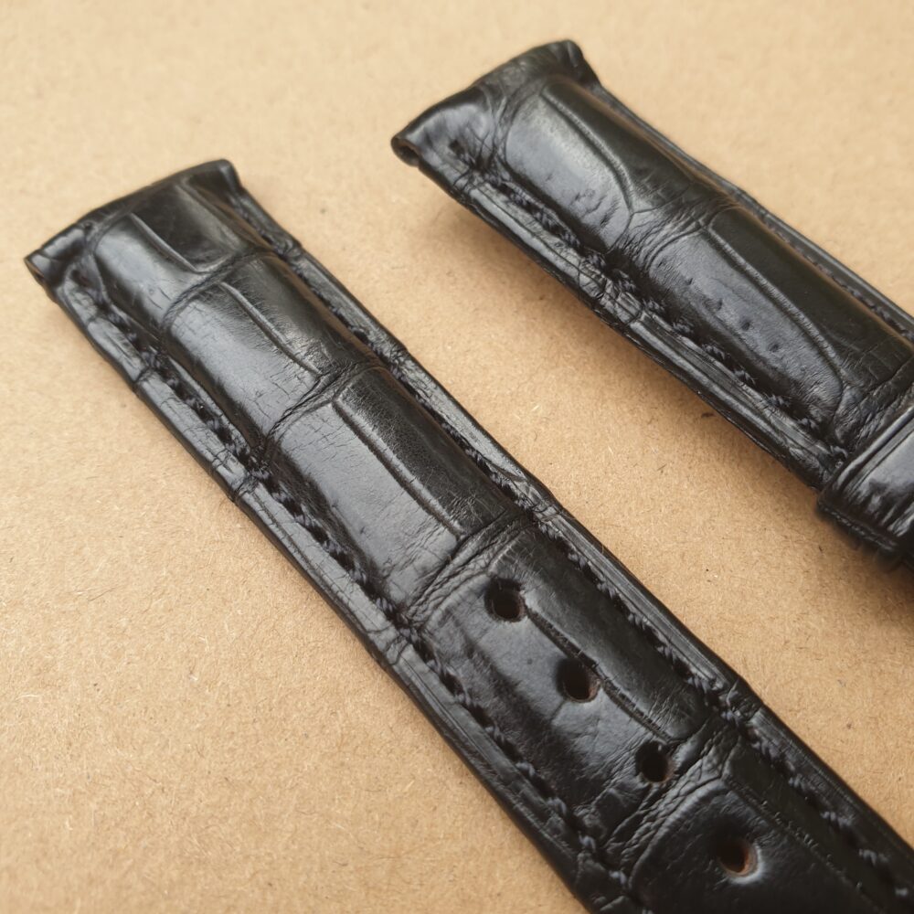 Alligator Black watch strap closeup