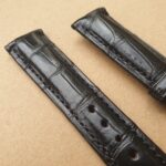 Alligator Black watch strap closeup