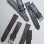Ostrich Brown skin watch bands together on table