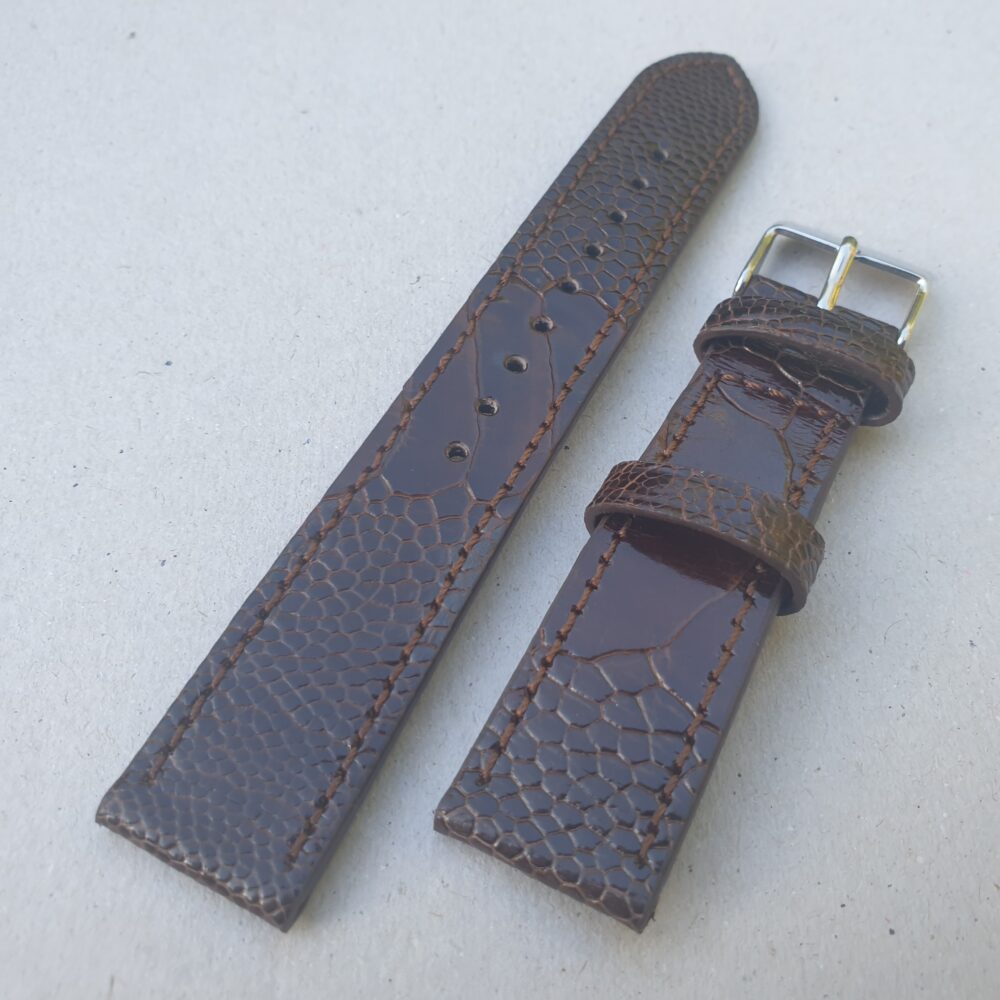 Ostrich skin Brown leather watch strap