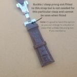 Genuine Alligator leather watch strap brown showing buckle prong slot