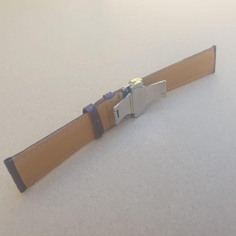 Alligator Brown watch strap Clasp Underside