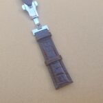 Alligator Brown watch strap Clasp Fitted showing buckle prong slot