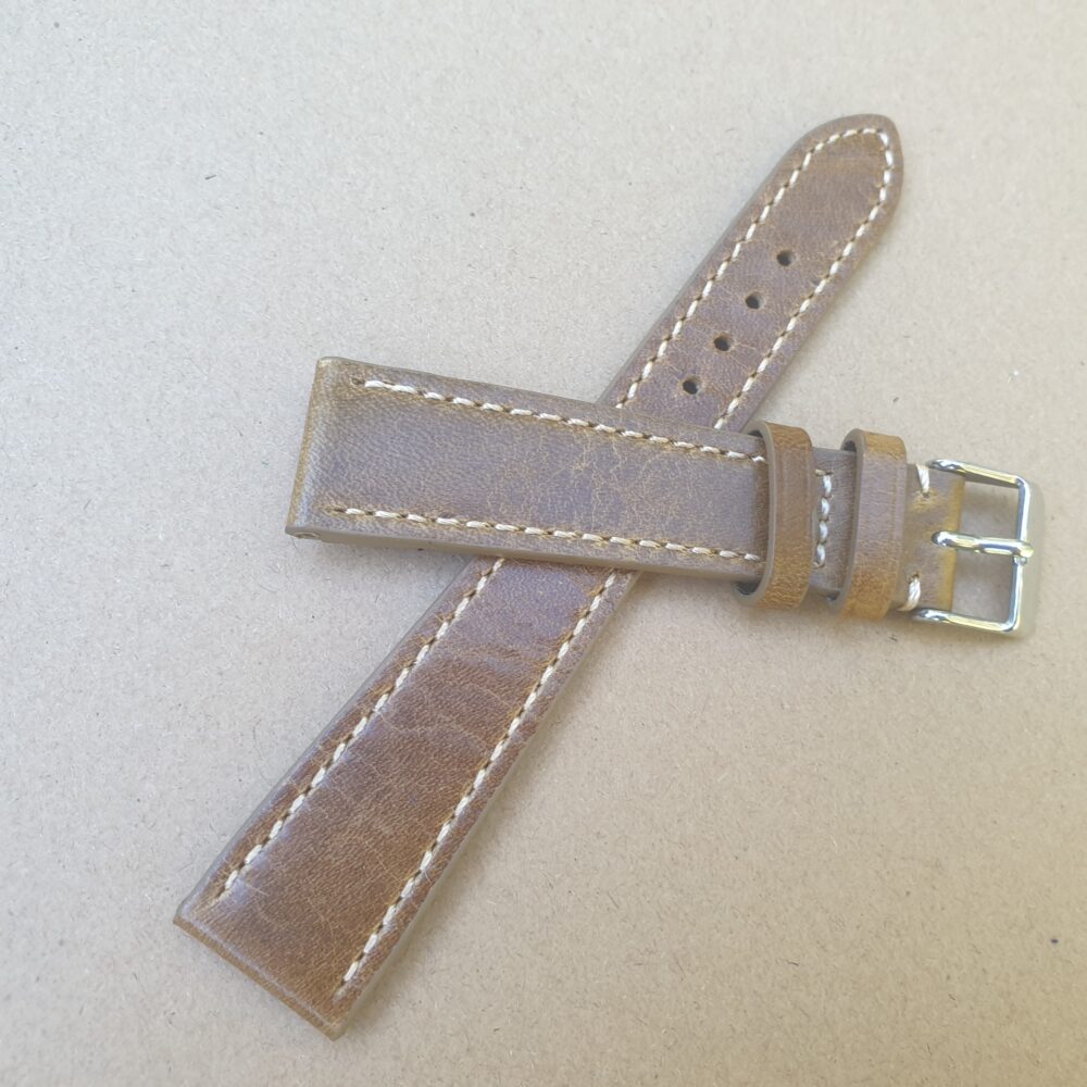 Distressed Leather watch band Strap showing strap pieces overlapping each other