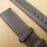 close up of antique brown leather watch band