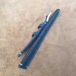 mapleton blue leather watch strap with quick release side on view