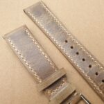 Eudlo antique beige leather watch strap up close