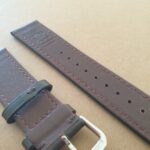 eudlo dark brown leather watch band rear closeup of grain