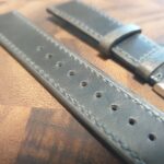 Eudlo Antique Grey Leather Watch Strap Close up of leather