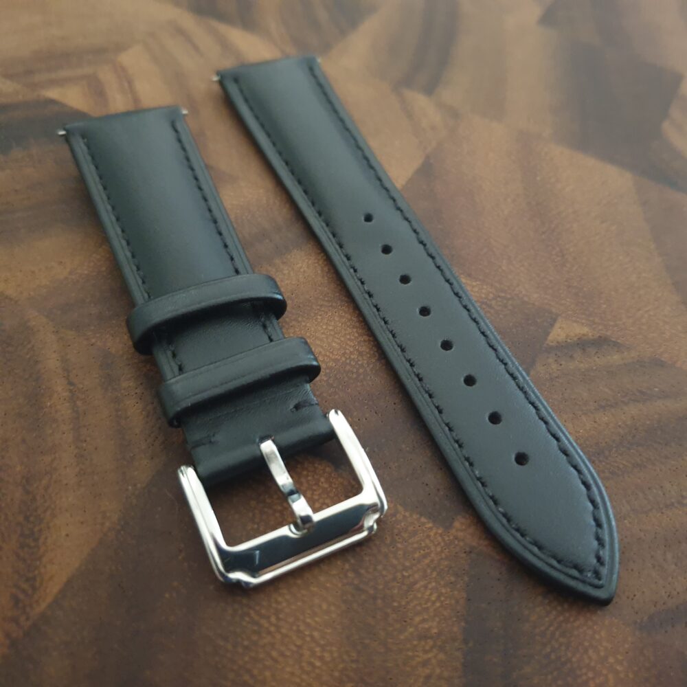 Coolum Plain Leather watch Strap Black