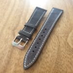 Camel Leather Watch Strap with white edge stitching