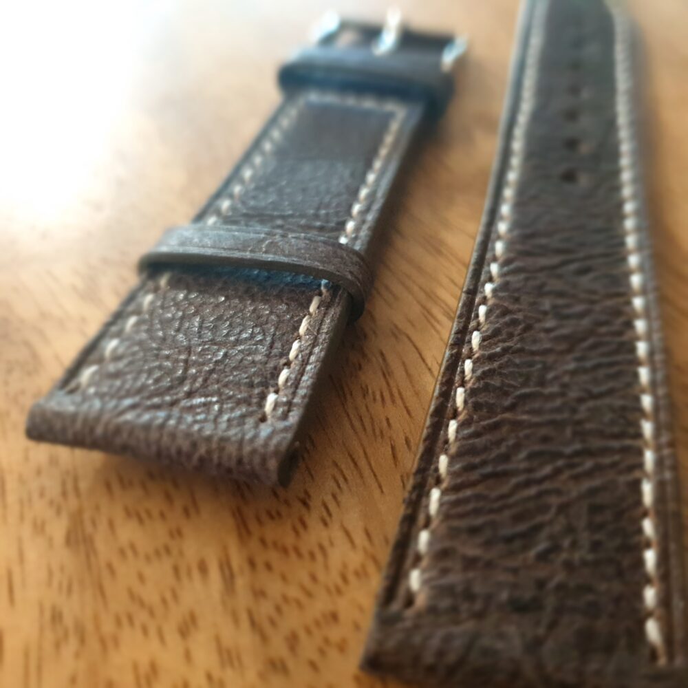 Camel Leather Watch Strap Grain Up Close